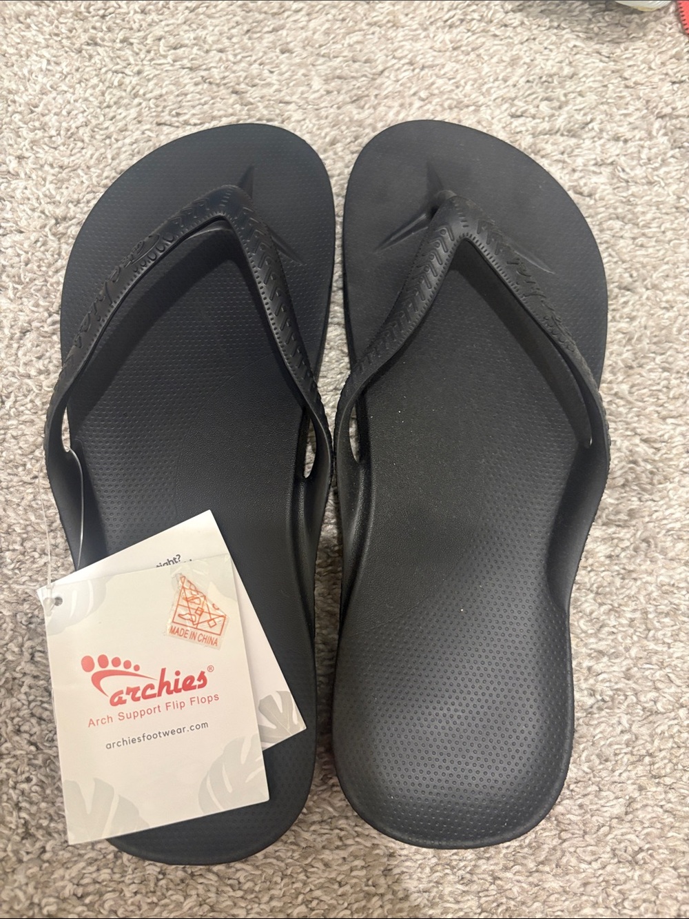 Archies Men’s Arch Support Flip Flops - Black